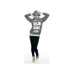 Bluza Grafitowa z Kapturem Złośnica. Szare bluzy rozpinane damskie ŁAP NAS, m, z nadrukiem, z bawełny, z kapturem. Za 169,00 zł.