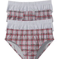 Slipy maxi (4 pary) bonprix szaro-czerwony w kratę. Szare slipy męskie bonprix, xl, bez wzorów. Za 55,96 zł.