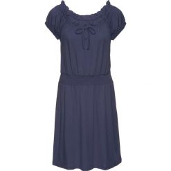 Shirt bluzkowy z koronki bonprix czarny. Czarne koszulki damskie bonprix, w koronkowe wzory, z materiału, bez kołnierzyka, z krótkim rękawem. Za 109,99 zł.