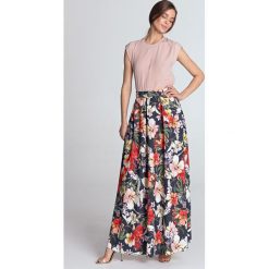 Spódnica maxi elegancka w kwiaty - 38. Białe spódniczki damskie e-margeritka.pl, na lato, s, w kwiaty, z poliesteru, eleganckie, z długim rękawem, długie, bez kaptura. Za 158,99 zł.