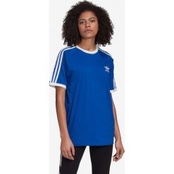 Adidas Originals 3-Stripes Koszulka Niebieski. Niebieskie koszulki damskie adidas Originals, s, z haftami, z bawełny, bez kołnierzyka, z krótkim rękawem. Za 128,95 zł.