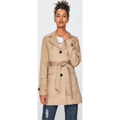 Vero Moda - Trencz. Brązowe kurtki damskie Vero Moda, s, w paski, z bawełny. W wyprzedaży za 129,90 zł.