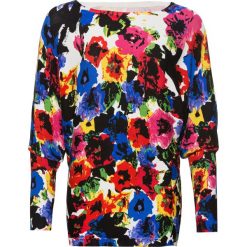 Swetry damskie: Sweter bonprix biało-czerwono-niebiesko-jasnoróżowy w kwiaty