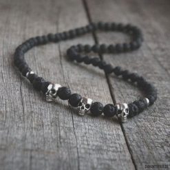 Naszyjniki męskie: naszyjnik MĘSKI :: black LAVA & skulls II