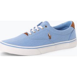 Polo Ralph Lauren - Tenisówki męskie z dodatkiem skóry – Thorton, niebieski. Niebieskie trampki męskie Polo Ralph Lauren, z haftami, ze skóry, bez zapięcia. Za 349,95 zł.