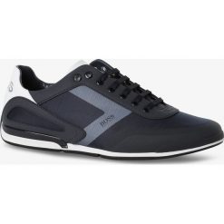 BOSS - Tenisówki męskie – Saturn, niebieski. Niebieskie trampki męskie Boss, bez wzorów, ze skóry, eleganckie, bez zapięcia. Za 749,95 zł.