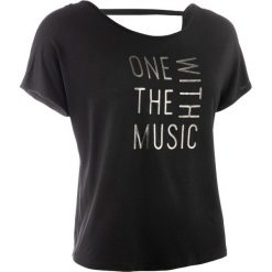 Koszulka do tańca nowoczesnego damska. Czarne t-shirty damskie DOMYOS, m, bez wzorów, z elastanu, eleganckie, bez kołnierzyka. Za 59,99 zł.