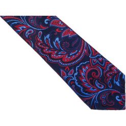 Granatowy krawat męski we florystyczny wzór C10. Niebieskie krawaty męskie Modini Moda Męska, na co dzień, bez wzorów, z tkaniny, casualowe. Za 49,50 zł.
