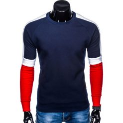 Bluza męska bez kaptura B872 - granatowa. Niebieskie bluzy męskie Ombre Clothing, s, bez wzorów, z bawełny, z kapturem, bez rękawów, bez kaptura. Za 49,00 zł.