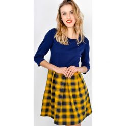 Sukienki: Sukienka kloszowana w kratę duo-kolor
