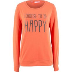 Bluza dresowa bonprix rokitnikowy z nadrukiem. Brązowe bluzy z nadrukiem damskie bonprix, z dresówki. Za 34,99 zł.