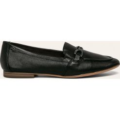 Tamaris - Mokasyny skórzane. Czarne mokasyny damskie Tamaris, ze skóry, na obcasie. Za 249,90 zł.