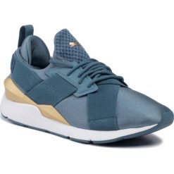 Sneakersy PUMA - Muse Satin Ep Wn's 365534 17 Bluestone. Niebieskie półbuty damskie Puma, bez wzorów, ze skóry ekologicznej, bez obcasa, na płaskiej podeszwie, bez zapięcia. W wyprzedaży za 319,99 zł.