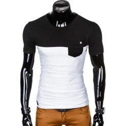 T-SHIRT MĘSKI BEZ NADRUKU S1014 - CZARNY/BIAŁY. Białe t-shirty męskie z nadrukiem marki Ombre Clothing, m. Za 35,00 zł.