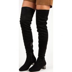 Buty zimowe damskie: CZARNE ZAMSZOWE MUSZKIETERKI