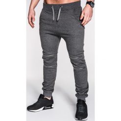 SPODNIE MĘSKIE DRESOWE P163 - GRAFITOWE. Szare spodnie dresowe męskie Ombre Clothing, z bawełny. Za 35,00 zł.
