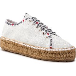 Espadryle LOVE MOSCHINO - JA10203G07JI0100 Bianco. Białe espadryle damskie Love Moschino, bez wzorów, z tworzywa sztucznego, bez obcasa, na płaskiej podeszwie. W wyprzedaży za 419,00 zł.