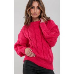 Fuksjowy Sweter Zounds. Swetry damskie Renee, m, bez wzorów, z dzianiny, casualowe, z długim rękawem, długie, bez kaptura. Za 139,99 zł.