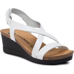 Sandały DR. BRINKMANN - 710710 Weiss. Białe klapki damskie Dr. Brinkmann, bez wzorów, ze skóry, bez obcasa, na obcasie. Za 219,00 zł.