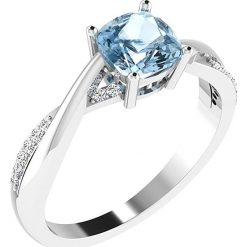 Złoty pierścionek z diamentami i syntetycznym akwamarynem. Szare pierścionki damskie Art of Diamond & Co., z diamentem, złote. W wyprzedaży za 791,95 zł.