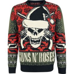 Guns N' Roses Holiday Sweater 2018 Sweter z dzianiny czerwony/zielony. Czerwone swetry klasyczne męskie xl, z napisami, z dzianiny, z dekoltem na plecach. Za 264,90 zł.