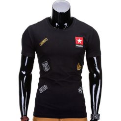 T-SHIRT MĘSKI Z NADRUKIEM S818 - CZARNY. Czarne t-shirty męskie z nadrukiem Ombre Clothing, m. Za 35,00 zł.