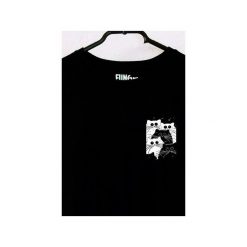 T-shirt Kieszonkowe koty. Czarne t-shirty damskie Funfara, xxl, bez wzorów, z bawełny, bez kołnierzyka. Za 89,00 zł.