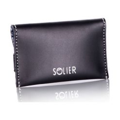 Cienkie skórzane męskie etui na karty Solier SW19 czarny vintage. Czarne etui męskie Solier, ze skóry. Za 69,00 zł.