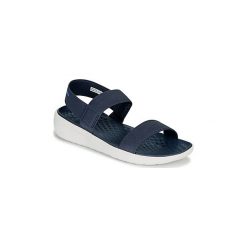 Sandały Crocs LITERIDE SANDAL W. Niebieskie klapki damskie Crocs, bez wzorów, bez obcasa. W wyprzedaży za 159,20 zł.