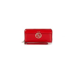 Portfele Guess KAMRYN LARGE ZIP AROUND. Czerwone portfele damskie marki Guess, z aplikacjami. Za 259,00 zł.