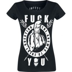 Infest Clothing Right Answer Koszulka damska czarny. Czerwone t-shirty damskie marki bonprix, na lato, w grochy, z dzianiny, z podwójnym kołnierzykiem, moda ciążowa, dopasowane. Za 121,90 zł.