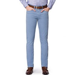 Spodnie Niebieskie Bruce. Niebieskie spodnie męskie LANCERTO, na co dzień, na lato, s, z haftami, z elastanu, eleganckie. W wyprzedaży za 199,90 zł.