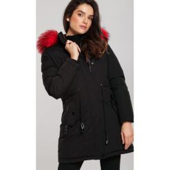 Czarno-Czerwona Dwustronna Kurtka Woodway. Czarne kurtki damskie Renee, na zimę, s, moro, bez kaptura. Za 289,99 zł.
