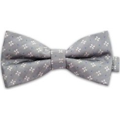 Szara Mucha w Drobne Białe Krzyżyki, Męska MUVRN0024. Szare muszki męskie Vernon, na imprezę, w paski, eleganckie. Za 29,00 zł.