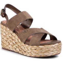 Espadryle WRANGLER - Malaga Batida WL01501A Military 020. Zielone espadryle damskie Wrangler, bez wzorów, ze skóry ekologicznej, bez obcasa, na obcasie. W wyprzedaży za 259,00 zł.