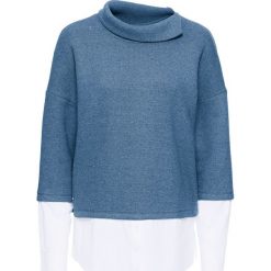 Sweter z koszulową wstawką bonprix niebieski dżins. Brązowe swetry klasyczne damskie marki Reserved, z lyocellu, z koszulowym kołnierzykiem, koszulowe. Za 99,99 zł.