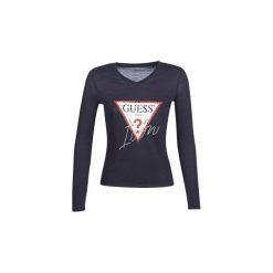 T-shirty z długim rękawem Guess ICON. Niebieskie t-shirty damskie Guess, s, bez wzorów, bez kołnierzyka. Za 151,10 zł.