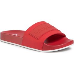 Klapki DESIGUAL - Slide Logomania 20SSHP04 3061. Czerwone klapki damskie Desigual, bez wzorów, ze skóry ekologicznej, bez obcasa. W wyprzedaży za 169,00 zł.