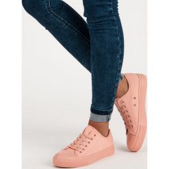 Trampki damskie slip on: Różowe trampki na wiązanie Merg różowe