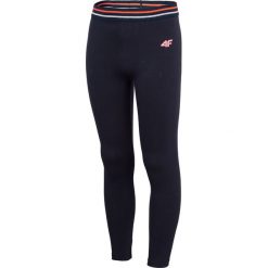 Legginsy dziewczęce (128-164) JLEG200 - granat. Czarne legginsy dziewczęce marki 4F JUNIOR, bez wzorów, z bawełny. Za 39,99 zł.