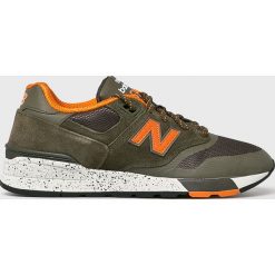 New Balance - Buty ML597SKJ. Zielone buty sportowe męskie marki New Balance, ze skóry, na sznurówki. W wyprzedaży za 349,90 zł.