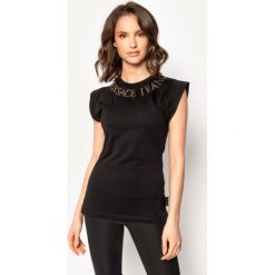Bluzka Versace Jeans Couture B2HUA7BK. Czarne bluzki damskie Versace Jeans Couture, xs, bez wzorów, z bawełny, bez kołnierzyka, bez rękawów. W wyprzedaży za 209,00 zł.