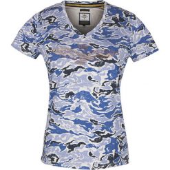T- shirt Aeronautica Militare. Niebieskie koszulki damskie Aeronautica Militare, moro, z włoskim kołnierzykiem, bez rękawów. Za 199,00 zł.