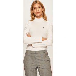 Tommy Jeans - Bluzka. Niebieskie bluzki damskie Tommy Jeans, s, bez wzorów, z elastanu, z golfem, z długim rękawem. Za 219,90 zł.