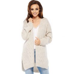 Sweter kardigan z splotem ls211. Brązowe swetry damskie marki Lemoniade, bez wzorów, ze splotem, bez rękawów, bez kaptura. W wyprzedaży za 129,00 zł.
