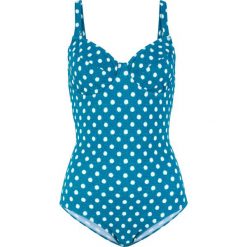 Kostium kąpielowy bonprix niebieskozielono-biały w kropki. Niebieskie stroje kąpielowe damskie bonprix, bez wzorów. Za 49,99 zł.
