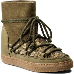 Buty INUIKII - Sneaker Wedge Sequin 30110 Olive. Zielone buty zimowe damskie Inuikii, z materiału, na niskim obcasie. W wyprzedaży za 639,00 zł.