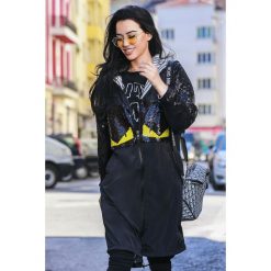 Bluza damska EMILY. Czarne bluzy sportowe damskie Bluza damska EMILY, s, bez wzorów, z długim rękawem, długie, bez kaptura. W wyprzedaży za 159,00 zł.