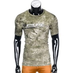 T-shirty męskie: T-SHIRT MĘSKI Z NADRUKIEM S851- KHAKI