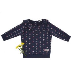 Bluza w kolorze granatowym. Niebieskie bluzy niemowlęce Benetton Kids, bez wzorów, bez rękawów, bez kaptura. W wyprzedaży za 39,95 zł.